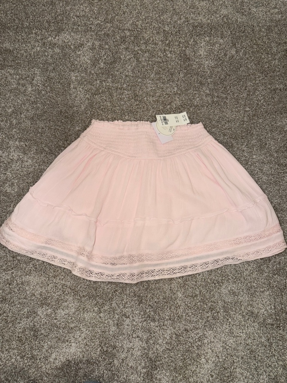 Hollister Light Pink Lace-Trim Skater Skirt